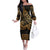 Kakau Hawaiian Polynesian Couples Matching Outfits Combo Long Sleeve Dress And Hawaiian Shirt Gold LT6 - Polynesian Pride