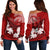 Personalised Fiji Day Off Shoulder Sweater Flying Fijians Masi Kesa Style - Red LT7 Women Red - Polynesian Pride