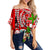 Hawaii Mele Kalikimaka Santa Claus Beach Off Shoulder Waist Wrap Top LT6 Women Red - Polynesian Pride