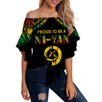 Vanuatu Proud To Be A Ni-Van - Polynesian Pattern Off Shoulder Waist Wrap Top LT7 Women Black - Polynesian Pride