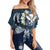 Hawaii Kanaka Turtle Off Shoulder Waist Wrap Top Style No.1 LT6 Women Blue - Polynesian Pride