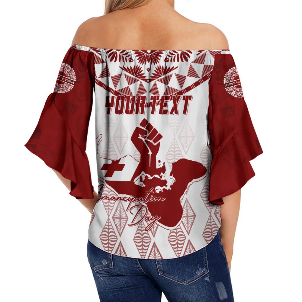 Tonga Personalised Off Shoulder Waist Wrap Top Emancipation Day Lion Style LT7 - Polynesian Pride