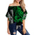 Kakau Hawaiian Polynesian Off Shoulder Waist Wrap Top Green LT6 Women Green - Polynesian Pride