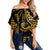 Kakau Hawaiian Polynesian Off Shoulder Waist Wrap Top Gold LT6 Women Gold - Polynesian Pride