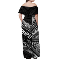 FSM Pohnpei Off Shoulder Long Dress Original Vibes - Black LT8 - Polynesian Pride