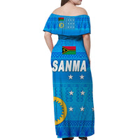 Sanma Province Off Shoulder Long Dress Vanuatu Pattern Traditional Style LT8 - Polynesian Pride