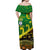 Whosfa Celebrates HCC Anniversary Fiji Australia Aboriginal Off Shoulder Long Dress Silver Fern Koru Vibes - Green LT8 - Polynesian Pride