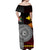 Papua New Guinea Polynesian And Fiji Tapa Together Off Shoulder Long Dress - Black LT8 - Polynesian Pride