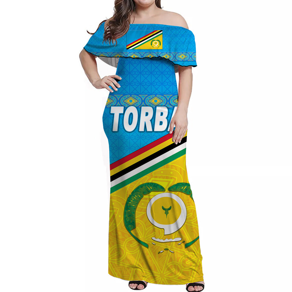 Torba Province Off Shoulder Long Dress Vanuatu Pattern Unique Style LT8 - Polynesian Pride