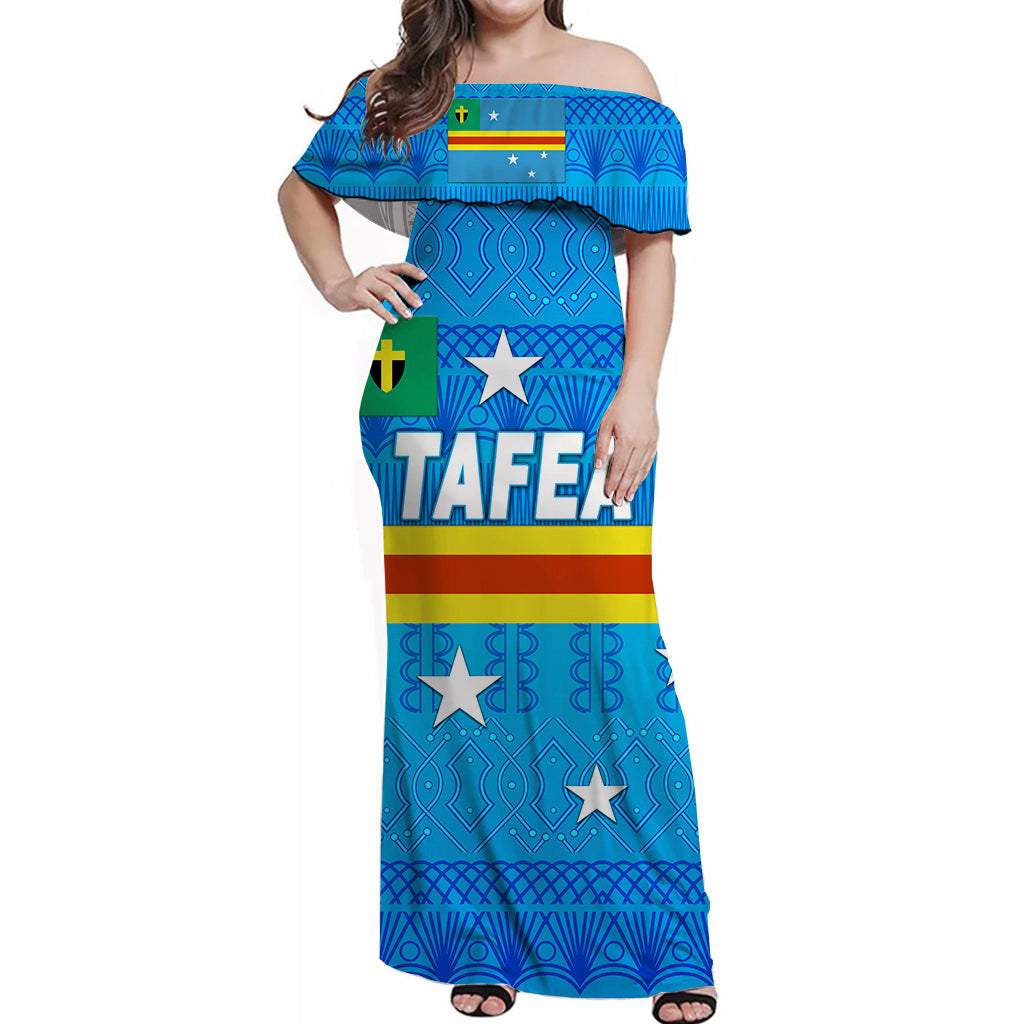 Tafea Province Off Shoulder Long Dress Vanuatu Pattern Traditional Style LT8 - Polynesian Pride