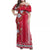 Fiji Off Shoulder Long Dress Tagimoucia Mixed White Tapa Style LT9 Women Red - Polynesian Pride