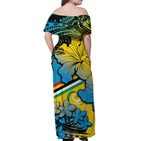 Vanuatu Torba Off Shoulder Long Dress Hibiscus Mix Polynesian LT6 - Polynesian Pride