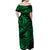 Guam Off Shoulder Long Dress Turtle Mix Polynesian Green Style LT6 - Polynesian Pride