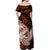 Guam Off Shoulder Long Dress Turtle Mix Polynesian Brown Style LT6 - Polynesian Pride