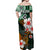 Hawaii Tiki Off Shoulder Long Dress Green Style LT6 - Polynesian Pride