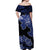 Guam Off Shoulder Long Dress Hibiscus Dark Blue Style LT6 - Polynesian Pride