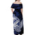 Guam Off Shoulder Long Dress Turtle Mix Polynesian Dark Blue Style LT6 - Polynesian Pride