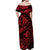 Guam Off Shoulder Long Dress Turtle Mix Polynesian Red Style LT6 - Polynesian Pride