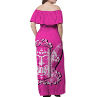 Hawaii Tiki Off Shoulder Long Dress Polynesian Pink Style LT6 - Polynesian Pride