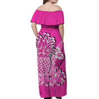 Hawaii Pineapple Off Shoulder Long Dress Polynesian Pink Style LT6 - Polynesian Pride