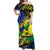 Vanuatu Malampa Off Shoulder Long Dress Hibiscus Mix Polynesian LT6 Long Dress Black - Polynesian Pride