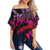 Hawaii Polynesian Turtles Plumeria Off Shoulder Waist Wrap Top - Warm Colors - AH Female Pink - Polynesian Pride