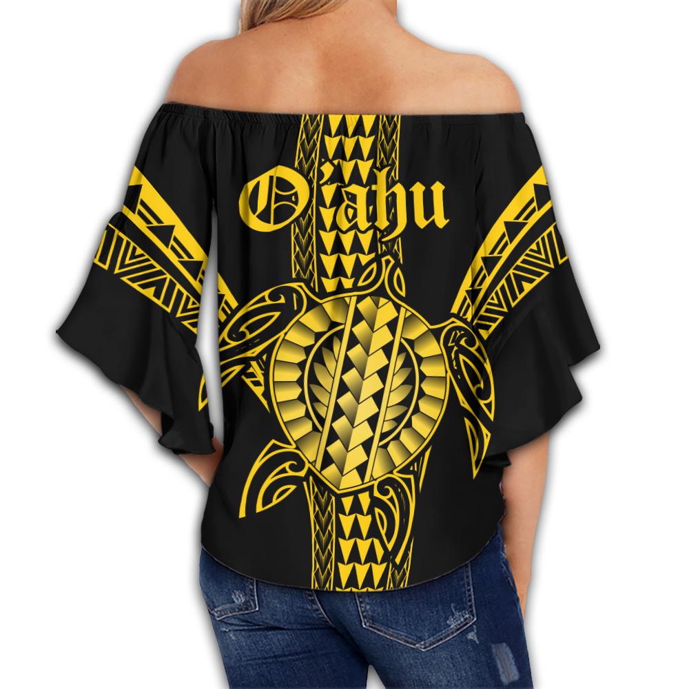 Oahu Island Polynesian Off Shoulder Waist Wrap Top - Comely Style - AH - Polynesian Pride