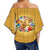 Hawaii Turtle Hibiscus Wreath Polynesian Off Shoulder Waist Wrap Top - Crown Style - AH - Polynesian Pride