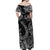 Hawaii Fish Hook Polynesian Off Shoulder Long Dress Unique Style - Black LT8 - Polynesian Pride