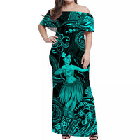 Hawaii Hula Girl Polynesian Matching Dress and Hawaiian Shirt Matching Couples Outfit Unique Style Turquoise LT8 - Polynesian Pride