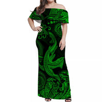 Hawaii Angry Shark Polynesian Matching Dress and Hawaiian Shirt Matching Couples Outfit Unique Style Green LT8 - Polynesian Pride