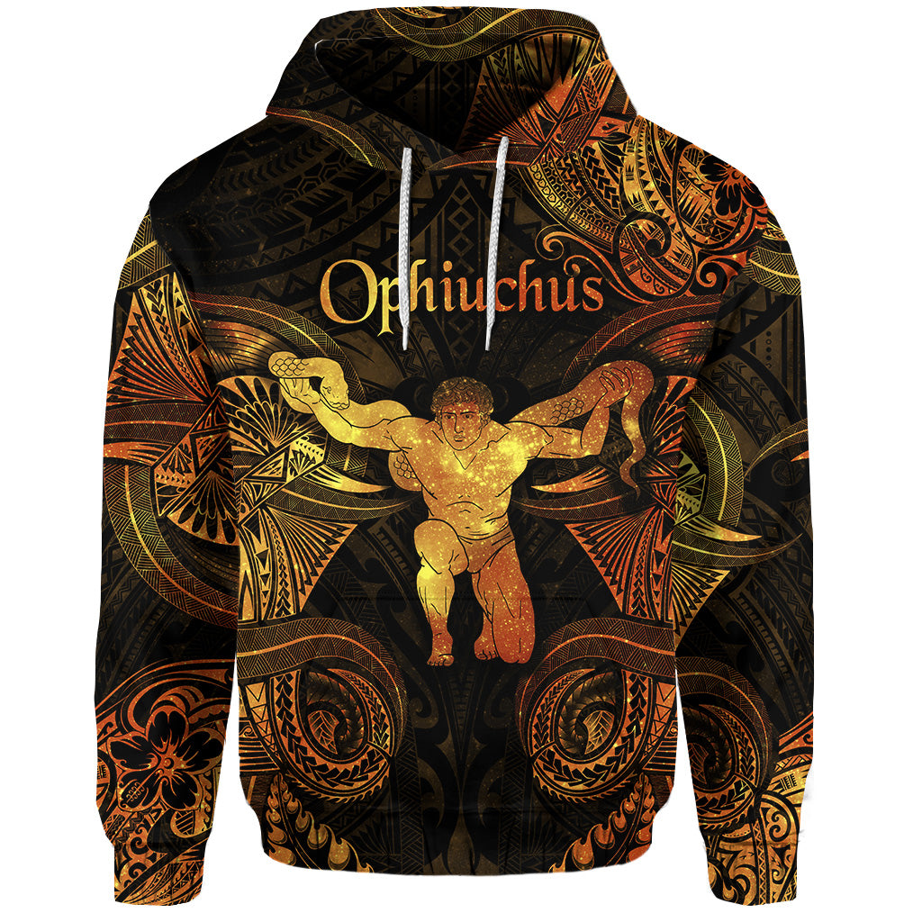 Custom Ophiuchus Zodiac Polynesian Hoodie Unique Style Gold LT8 - Polynesian Pride