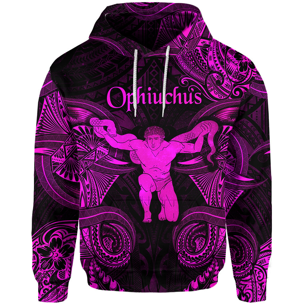 Custom Ophiuchus Zodiac Polynesian Hoodie Unique Style Pink LT8 - Polynesian Pride