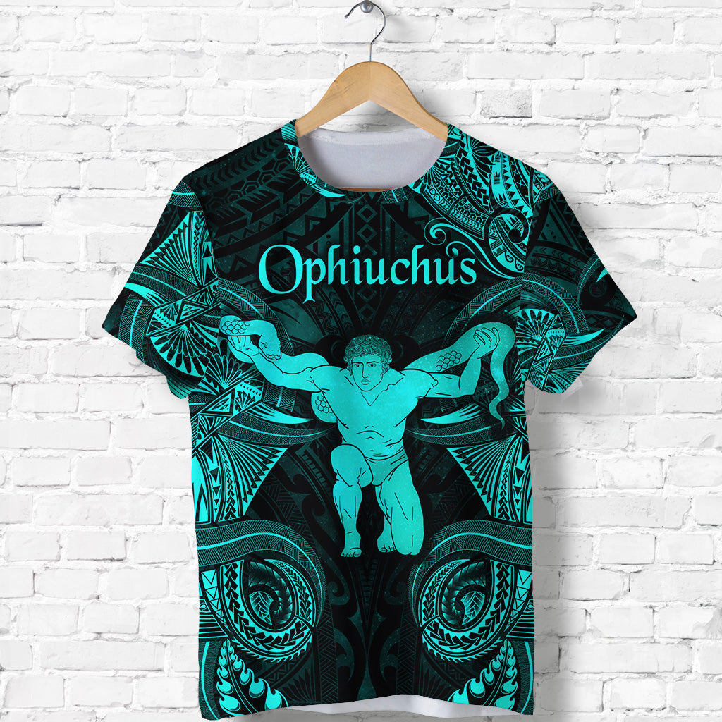 Ophiuchus Zodiac Polynesian T Shirt Unique Style Turquoise LT8 - Polynesian Pride