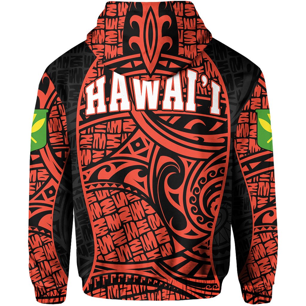 Polynesian Kanaka Maoli Hawaii Zip Hoodie Orange Gel Style - Polynesian Pride