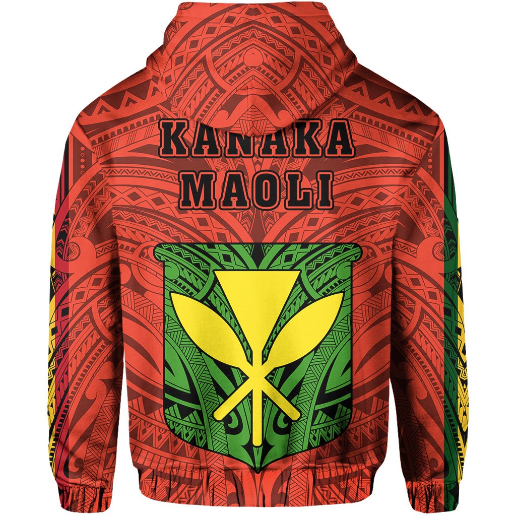 Polynesian Kanaka Flag Kanaka Maoli Hawaii Zip Hoodie Orange - Polynesian Pride