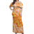 Polynesian Off Shoulder Long Dress Tapa Plumeria Style - Orange LT7 Women Orange - Polynesian Pride