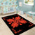 Hawaiian Quilt Maui Plant And Hibiscus Pattern Area Rug - Orange Black - AH - Polynesian Pride