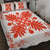 Hawaiian Quilt Maui Plant And Hibiscus Pattern Quilt Bed Set - Orange White - AH - Polynesian Pride