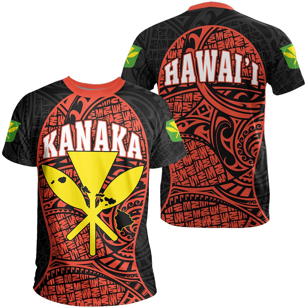 Hawaii Kanaka Map Polynesian T Shirt Orange Gel Style Unisex Orange - Polynesian Pride