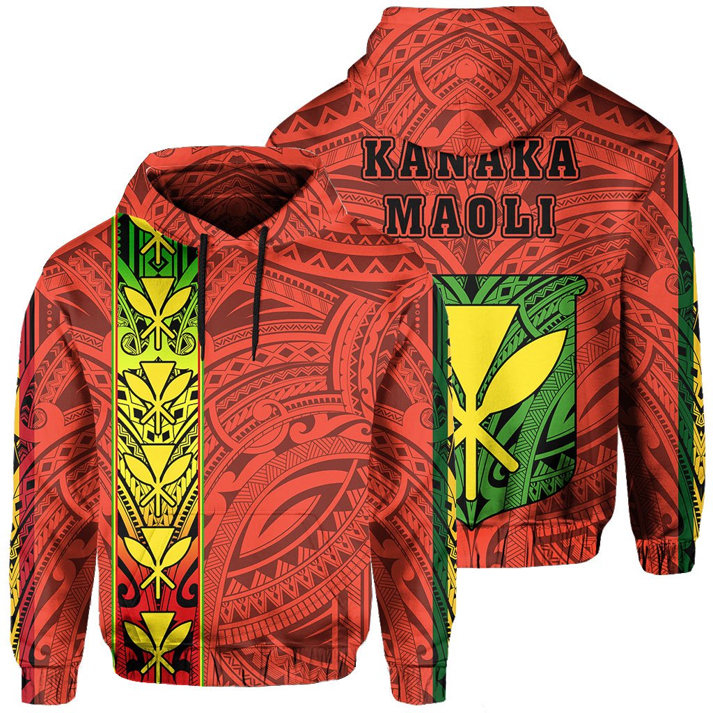 Polynesian Kanaka Flag Kanaka Maoli Hawaii Hoodie Orange Unisex Orange - Polynesian Pride