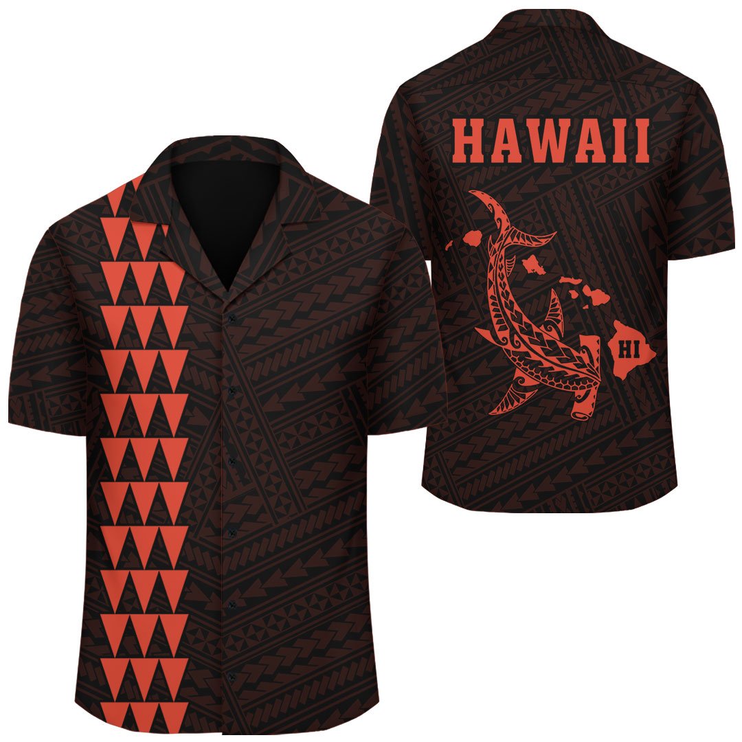 Kakau Polynesian Hammerhead Shark Map Hawaii Shirt - Orange Unisex Orange - Polynesian Pride