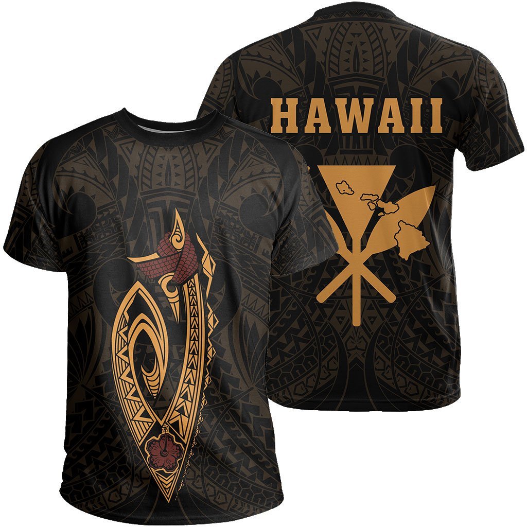 Hawaii Kakau Makau Fish Hook Polynesian T Shirt Unisex Gold - Polynesian Pride