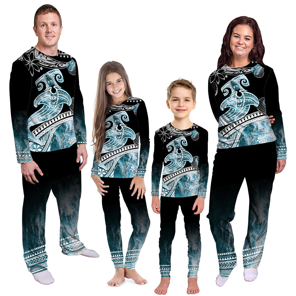Polynesian Pajama Set Ocean Waves Style - Hammerhead Shark LT7 - Polynesian Pride