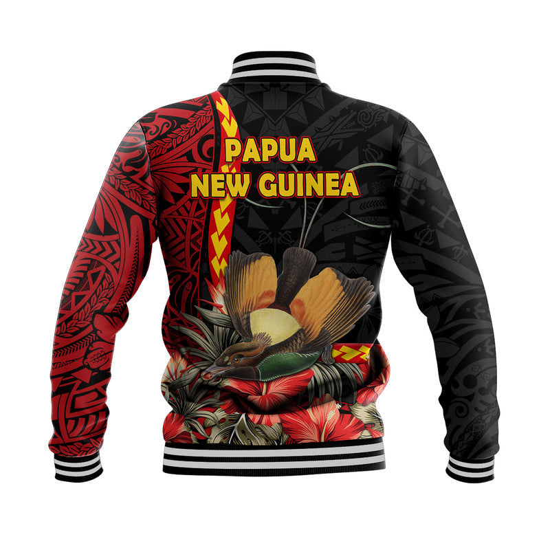 Papua New Guinea Baseball Jacket Unique Bird With Tropical Vintage Plant LT9 - Polynesian Pride