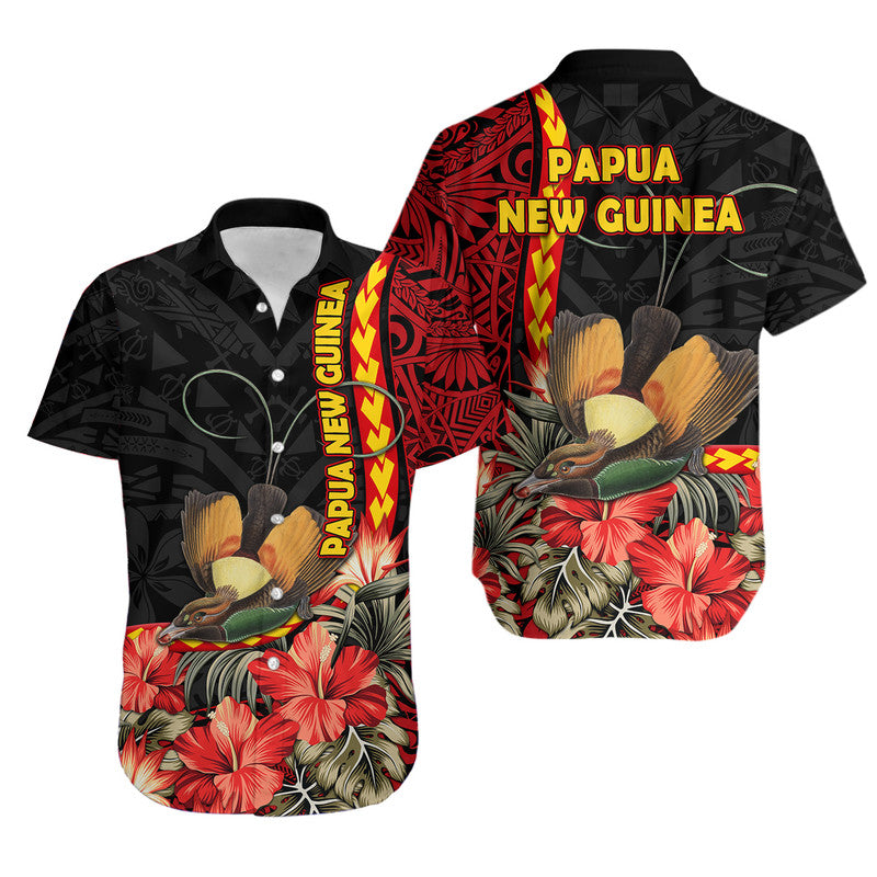 Papua New Guinea Hawaiian Shirt Unique Bird With Tropical Vintage Plant LT9 Unisex Black - Polynesian Pride