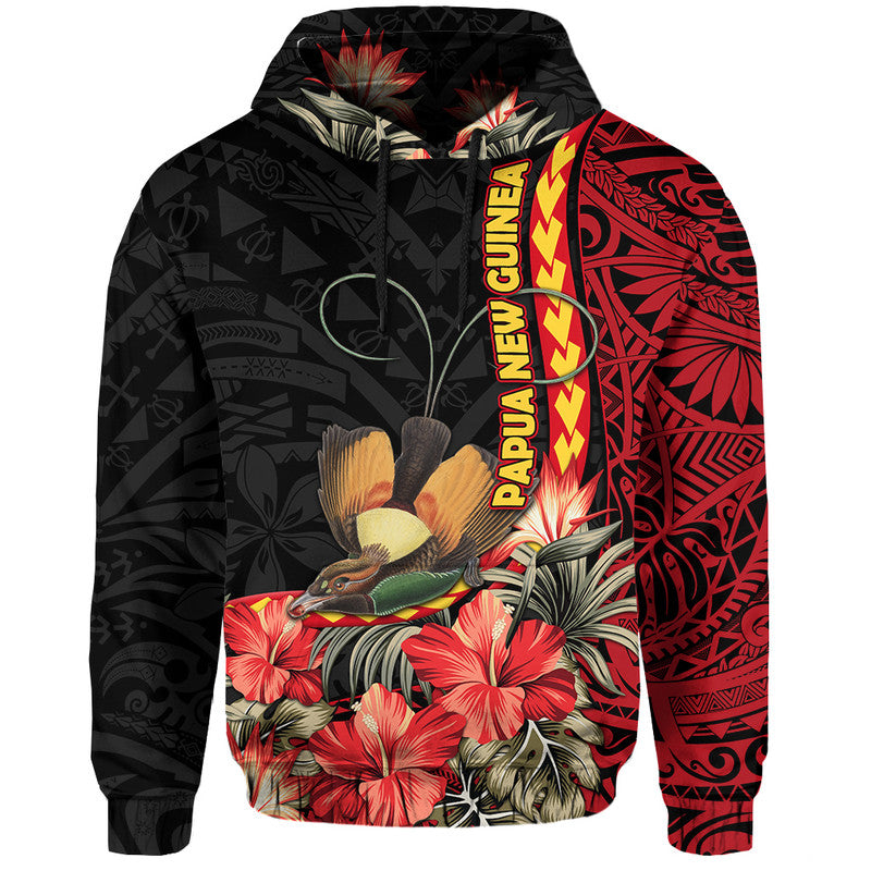Papua New Guinea Hoodie Unique Bird With Tropical Vintage Plant LT9 Hoodie Black - Polynesian Pride