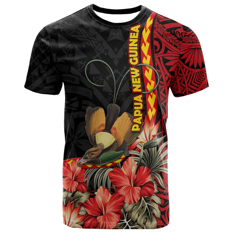 Custom Papua New Guinea T Shirt Unique Bird With Tropical Vintage Plant LT9 Black - Polynesian Pride