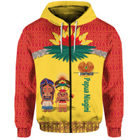 Papua New Guinea Hoodie Indigenous PNG Huli Tapa Style LT9 Zip Hoodie Yellow - Polynesian Pride