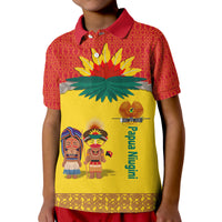 Custom Papua New Guinea Polo Shirt Indigenous PNG Huli Tapa Style LT9 Kid Yellow - Polynesian Pride